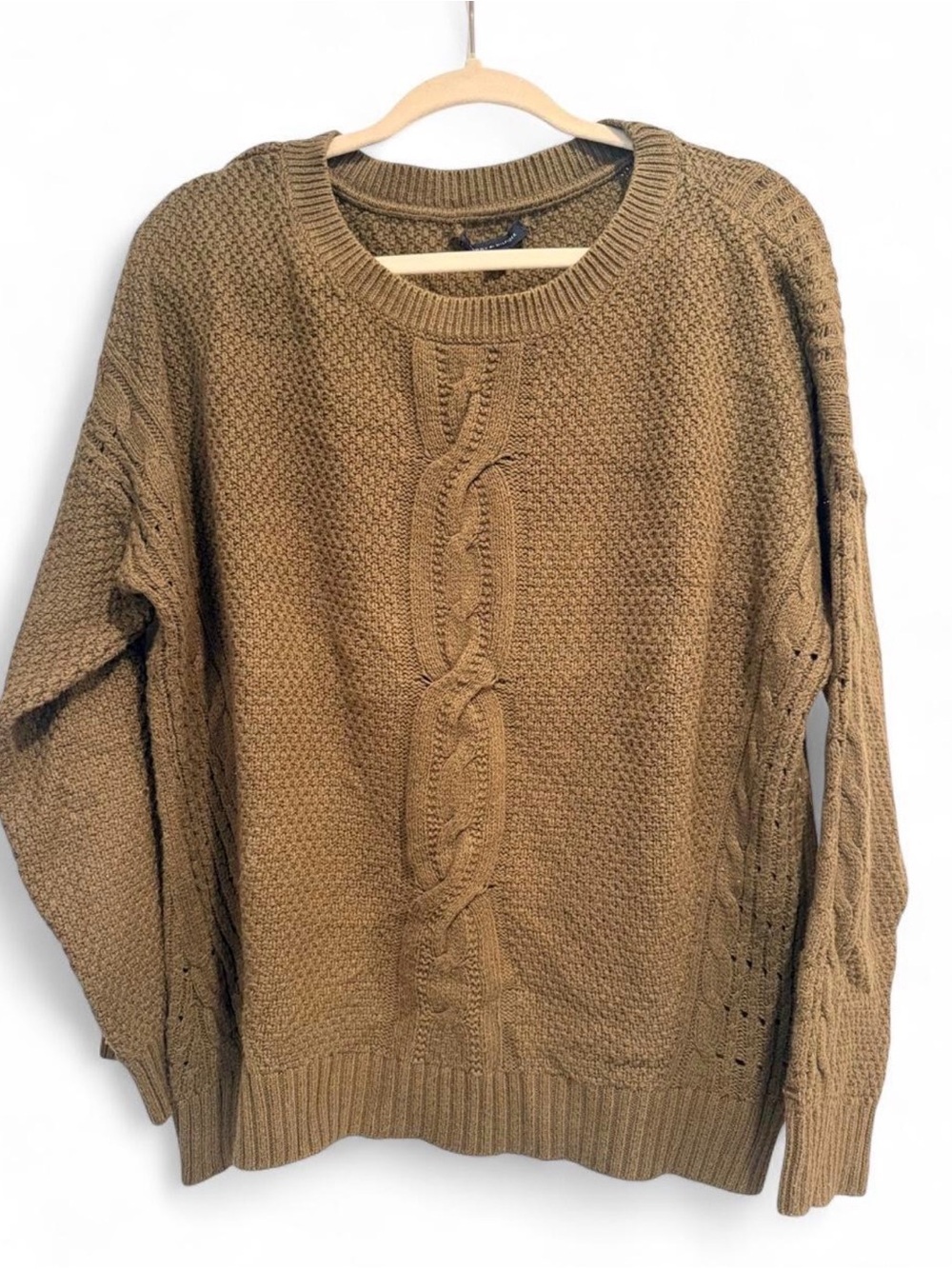 Tommy Hilfiger Cable Knit Crewneck Sweater Olive Green Size Large